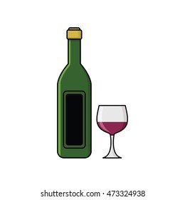Champagne With Glass Vector Icon