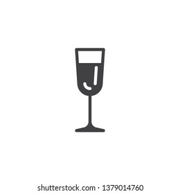 Champagne glass vector icon. filled flat sign for mobile concept and web design. Wine glass drink glyph icon. Symbol, logo illustration. Pixel perfect vector graphics