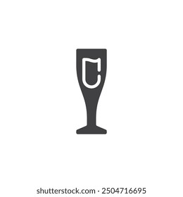 Champagne glass vector icon. filled flat sign for mobile concept and web design. Champagne Flute glyph icon. Symbol, logo illustration. Vector graphics