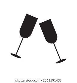 Champagne glass vector icon. vector flat black trendy style illustration for web and app..eps