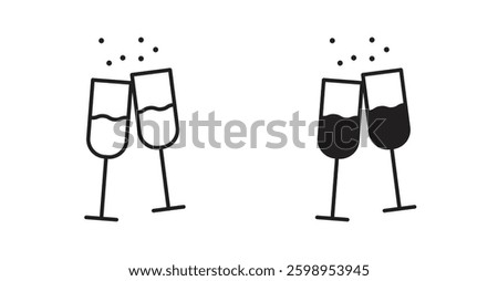 Champagne Glass vector line icon illustration collection.