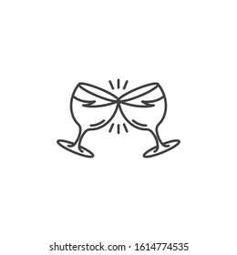 Champagne glass, wine cheers. Vector icon template