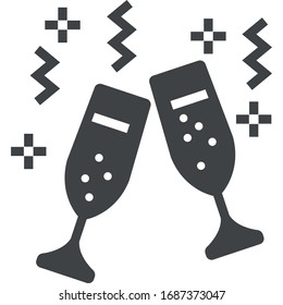 champagne glasses black icon on white background