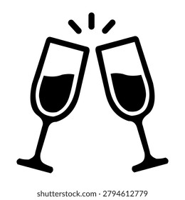 champagne glasses black solid celebration illustration