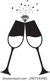 Gafas de champán - diseño vectorial negro