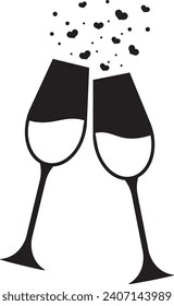 Champagne glasses - black vector design