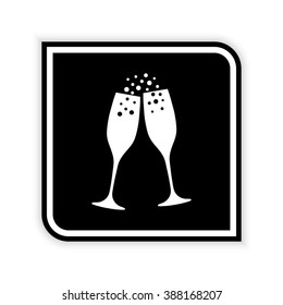 Champagne glasses  - black vector icon