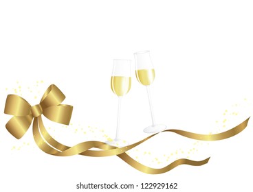 Champagne glasses and a bow