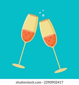 champagne glasses. Cheers Celebration vector illustration