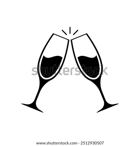 Champagne glasses cheers icon isolated on white background.