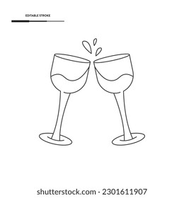 Champagnerbrille und Cheers Icon Vector Design.
