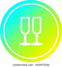 champagne glasses circular icon with cool gradient finish