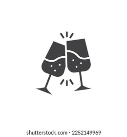 Champagne glasses clinking glyph icon. linear style sign for mobile concept and web design. 
