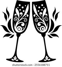 champagne, glasses, clipart, element, cricut, Silhouette