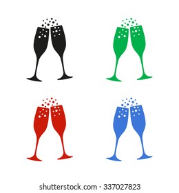 Champagne glasses - color vector icon