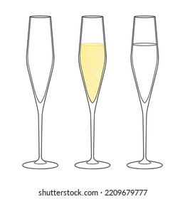 Champagne Glasses Empty Full Vector Illustration Stock Vector (Royalty ...