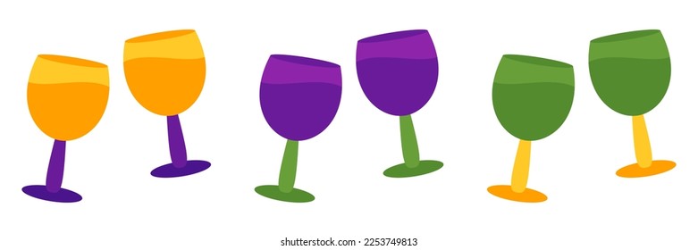Champagne Glasses in flat style isolated