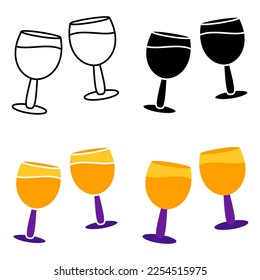 Champagne Glasses in flat style isolated