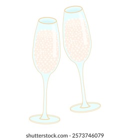 Champagne glasses - hand drawn vector illustration.