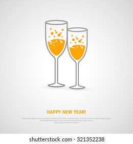 Champagne glasses holiday background. Vector illustration.