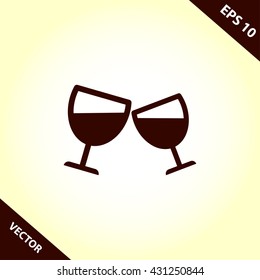 champagne glasses icon. clink glasses vector illustration