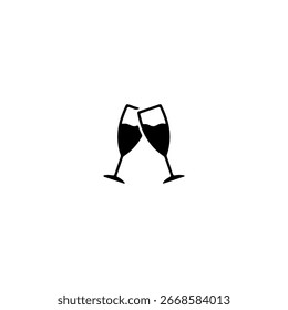 Champagne glasses icon flat vector design.