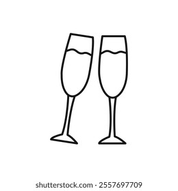 Champagne glasses icon Isolated flat vector in outline