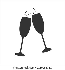 Champagnergläser-Symbol einzeln auf weißem Hintergrund, Vektorgrafik