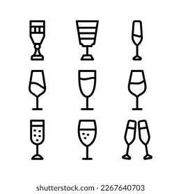 champagne glasses icon or logo isolated sign symbol vector illustration - high quality black style vector icons
