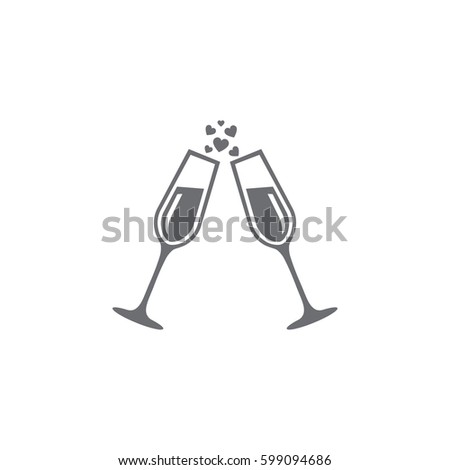 champagne glasses icon on white background. Vector illustration
