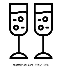 Champagne glasses icon. Outline Champagne glasses vector icon for web design isolated on white background