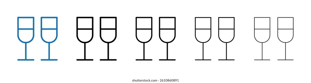 Champagne glasses icon Outline vector logo for web ui