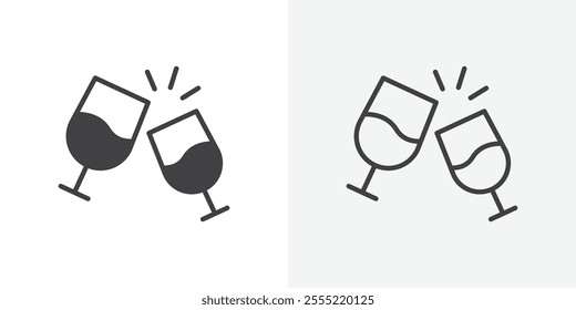 Champagne glasses icon. outlined vector style.