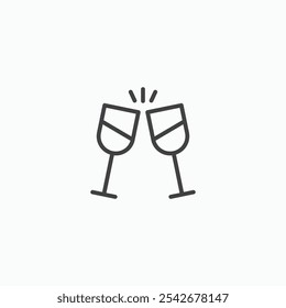 Champagne glasses icon set in black color