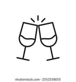 Champagne glasses icon Simple thin outline