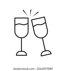 Champagne glasses icon Simple thin line flat symbol