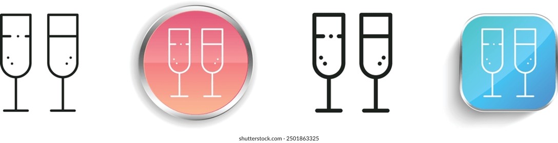 champagne glasses icon. Thin Linear, Regular and Button Style Design Isolated On White Background
