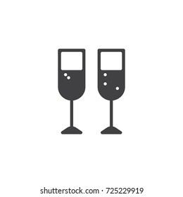 Champagne glasses icon vector, filled flat sign, solid pictogram isolated on white. Symbol, logo illustration.