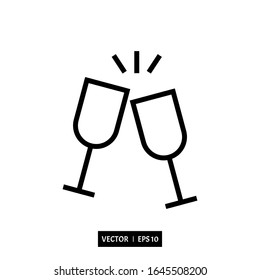 champagne glasses icon vector, illustration logo template for many purpose. Isolated on white background.