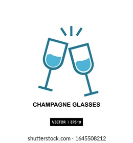 icono de copas de champán vectorial, ilustración plantilla de logotipo para muchos fines. Aislado sobre fondo blanco.