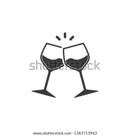 Champagne glasses icon. Glasses with wine in flat style. Vector illustration