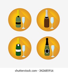 champagne and glasses icons