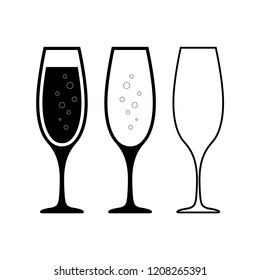 Champagne glasses icons. Champagne glasses set. Vector illustration. Eps10