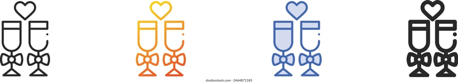 champagne glasses icon.Thin Linear, Gradient, Blue Stroke and bold Style Design Isolated On White Background