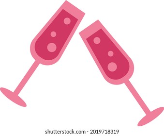 Gafas de champán, ilustración, vector sobre un fondo blanco.