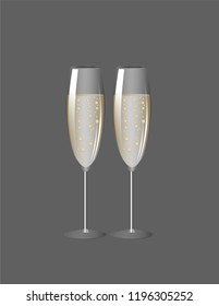 Champagne glasses isolated