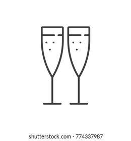 Champagne glasses line icon.