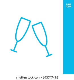 champagne glasses line vector icon