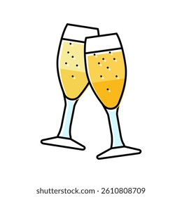 champagne glasses love color icon vector. champagne glasses love sign. isolated symbol illustration