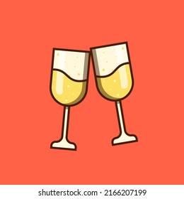 Champagne Glasses making toast vector icon isolated object